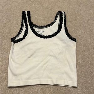 black laced white tank top brandy melville